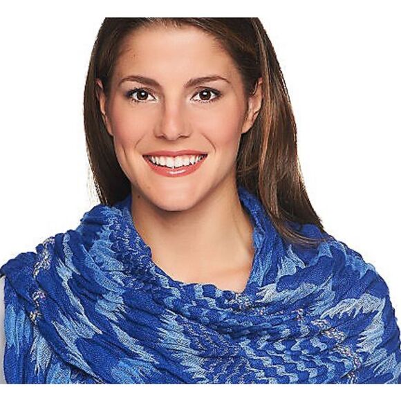 Layers by Lizden Womens Multi Textured Chevron Scarf Fringe Green 14"x72" NWT - Picture 3 of 3